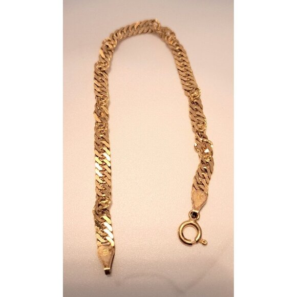 Vintage Italy HCT 925 Sterling Silver Gold Tone Smooth Twist Chain Bracelet - Picture 1 of 12